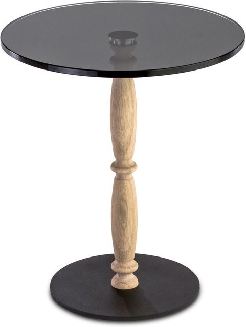 Beistelltisch HASSE 7740 HR-45/10 in Wild Oak mit Rauchglas und Metall, Durchmesser: 48 cm, Höhe: 48 cm - Bild 1