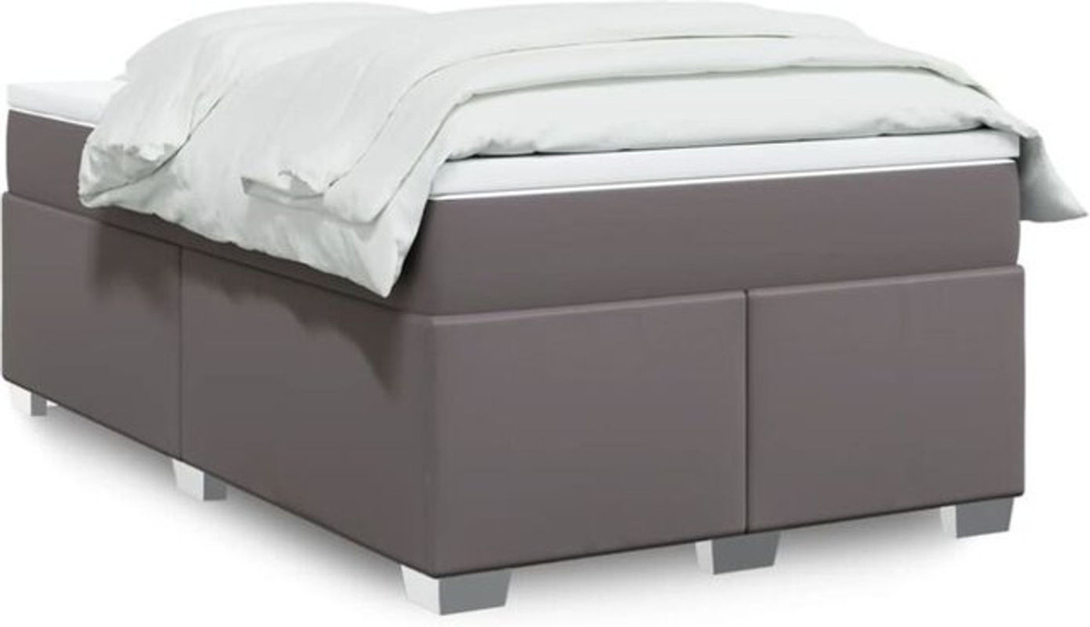 vidaxl Boxspringbett mit Matratze in Grau aus Kunstleder B/T/H: 120 x 190 x 46 cm - Bild 1