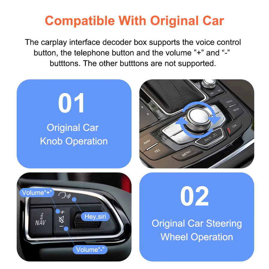 Bonroad Wireless Android Auto und Apple CarPlay Interface für Audi A6 A7 RMC 3G MMI MHI2 2012-2018 mit Mirror Link, AirPlay und Rückfahrkamera, Schwarz - Bild 4