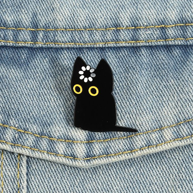Miss Zoe Emaille-Pin, Black Cat Void Loading, Schwarz - Bild 1