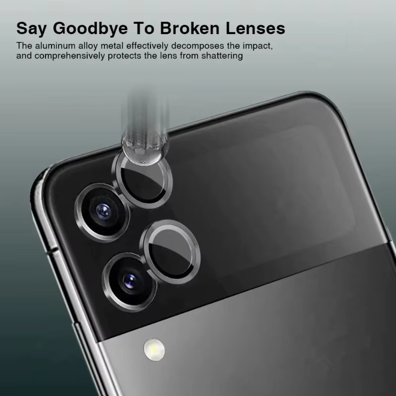 Luxuriöser Kameraobjektivschutz aus gehärtetem Glas mit Metallring für Samsung Galaxy Z Flip 7, 6, 5, 4, 3 in Gold oder Silber - Bild 2