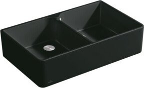 Villeroy & Boch Spülstein Doppelbecken Pure Black mit Ablauggarnitur Breite: 90 cm - Bild 1