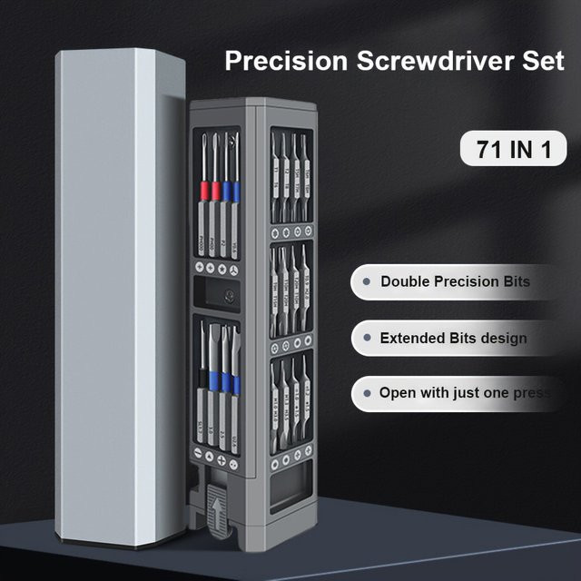 Galacok 71-in-1 Schraubendreher-Set mit magnetischen Bits in Grau für präzise Reparaturen an iPhone, Xiaomi, Uhren und PC - Bild 1