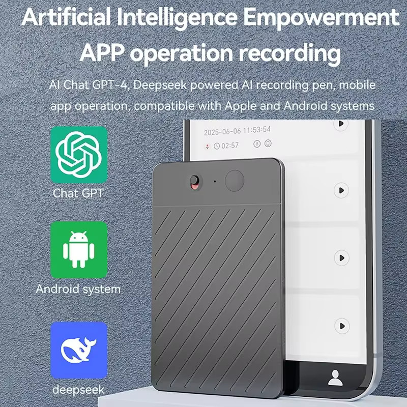 Luxuglow AI Digital Voice Recorder mit ChatGPT-4 Technologie zur Transkription und Zusammenfassung von Audioaufnahmen, Schwarz - Bild 3