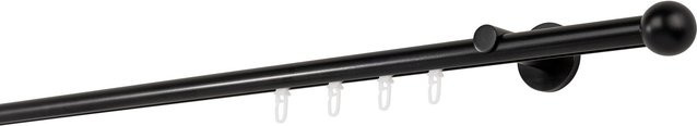 Ondeco Gardinenstange auf Maß Schwarz mit Innenlauf 20mm Ball Design, 1-läufig, Wandmontage, Länge: 270 cm - Bild 1