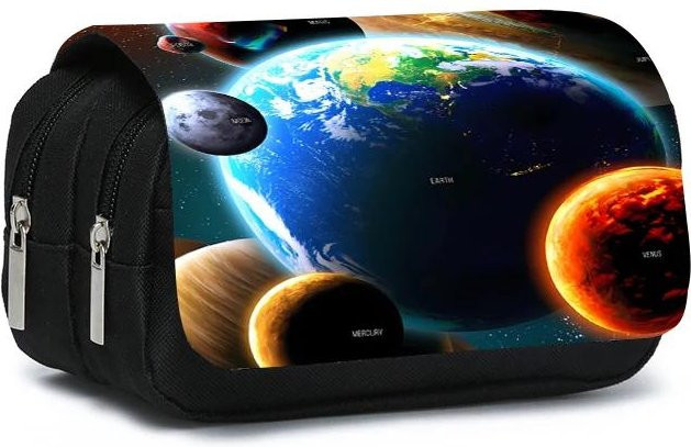 Fancy Style Studio Kosmisches Planet Federmäppchen mit Doppellagigem Klapp-Design für Kinder in Multicolour - Bild 1