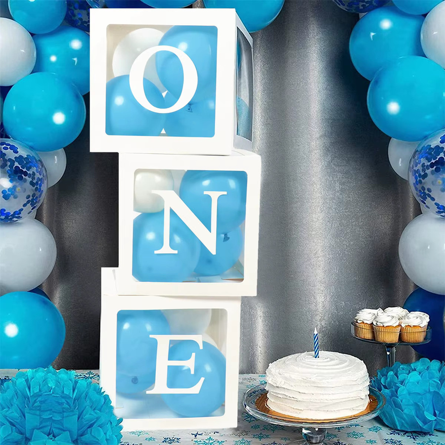 QIFU Buchstaben-Ballonbox für den ersten Geburtstag in Blau - Bild 1