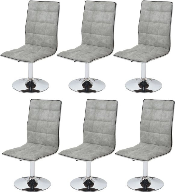 CHEFGASTRO Esszimmerstuhl 6er-Set Modern Vintage Betongrau mit gestepptem Rautenmuster, Stoff und Metall, H x B x T: 103 x 43 x 54 cm, Sitzhöhe: 41 cm - Bild 1