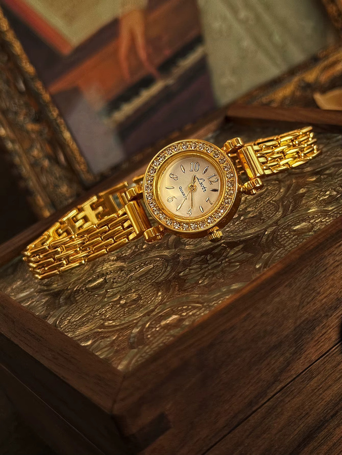 LSVTR Armbanduhr Quarz, Gold, Edelstahlarmband, Weißes Zifferblatt, Damen - Bild 2