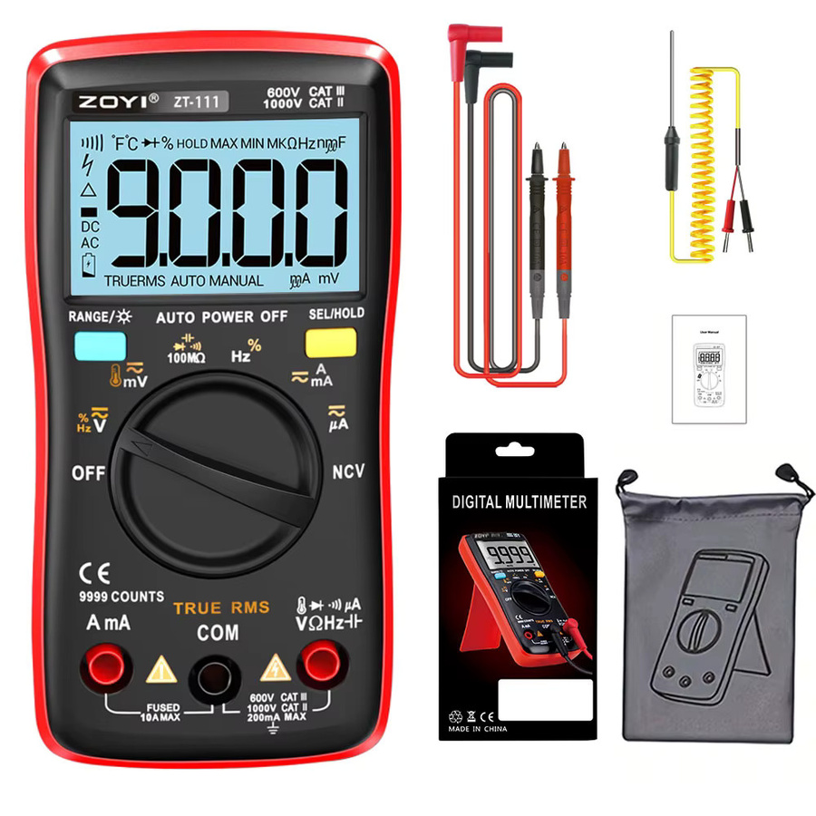 ZOYI ZY-111 Digitales Multimeter als Transistor-Tester und True-RMS-Messgerät in Rot - Bild 4