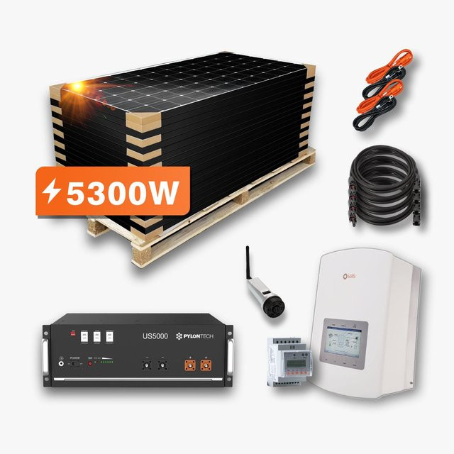 Solis Solaranlage mit 5,3kW Leistung, 4,8kWh Speicher, bifazialen Modulen in Black und Solis Hybrid Wechselrichter - Bild 1