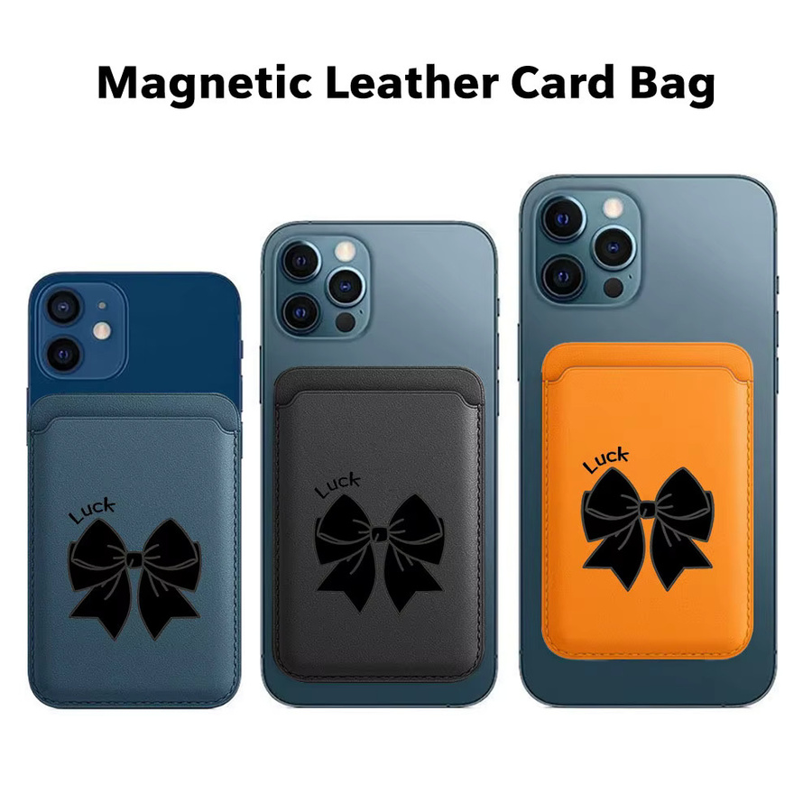 Schwarzer MagSafe Kartenhalter mit Schleifenmuster und Magnetverschluss für iPhone 17, iPhone 16 Pro Max, Samsung Galaxy S26 und Samsung Galaxy S25 Ultra - Bild 2
