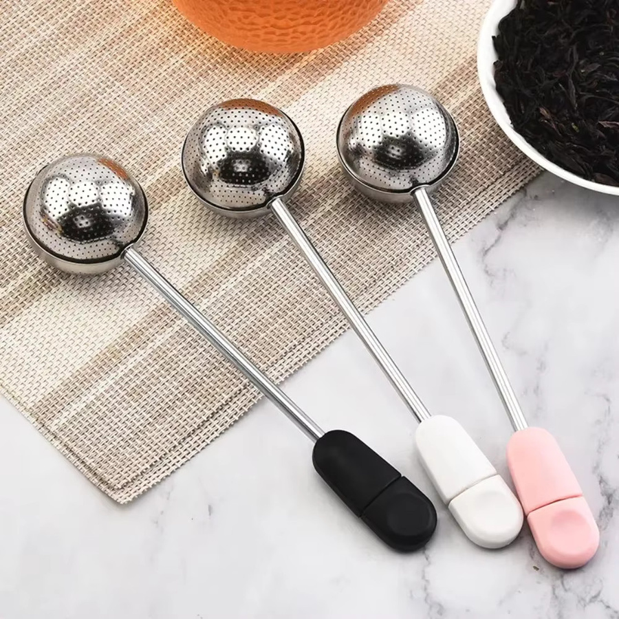 FEB.WIND Teekugel aus Edelstahl mit feinem Geflecht, drehendes Teesieb für losen Tee und Kaffeepulver, Silber/Schwarz - Bild 2