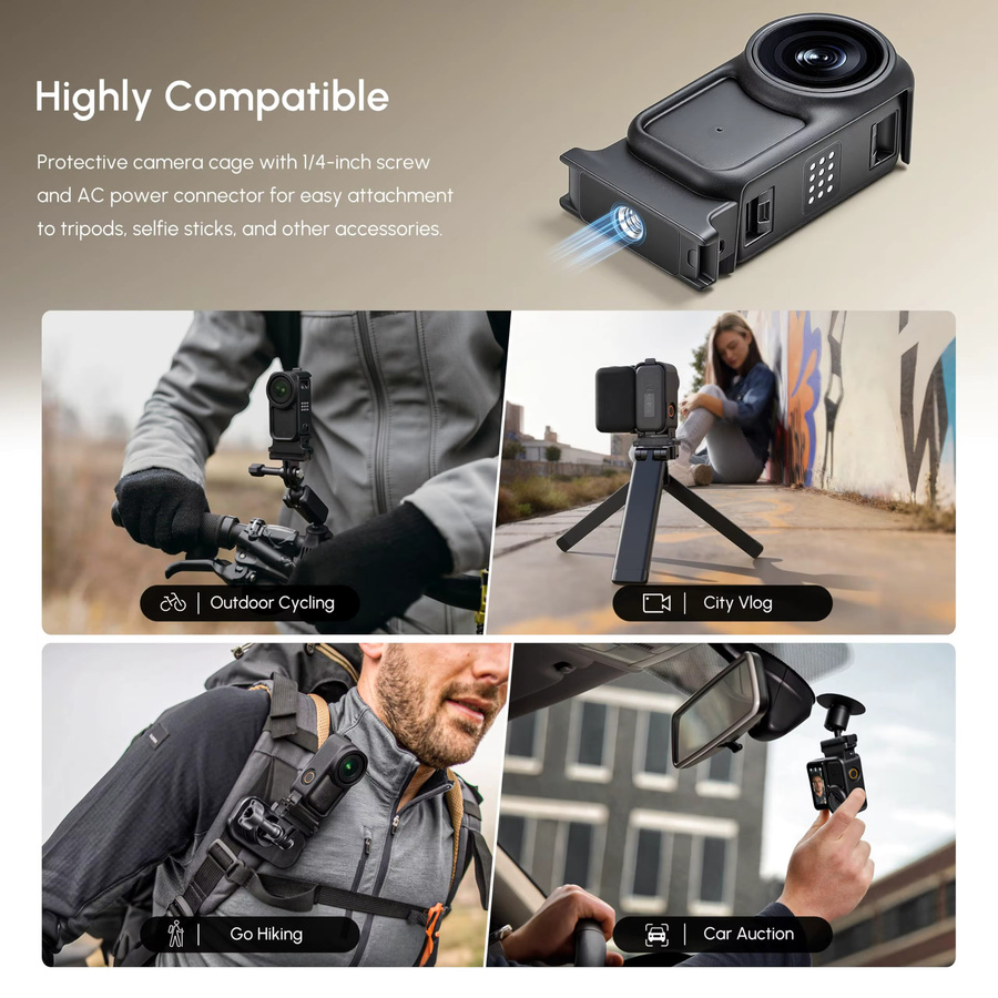 STARTRC Schutzkäfig für DJI Osmo Nano in Schwarz mit horizontalem und vertikalem Schutzrahmen, 1/4-Zoll-Stativgewinde und Cold Shoe - Bild 3