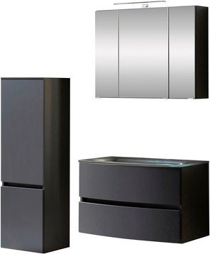 HELD MÖBEL Waschtisch-Set KOPENHAGEN, 5-teilig, grau, modern mit LED-Beleuchtung und Soft-Close-Türen - Bild 1