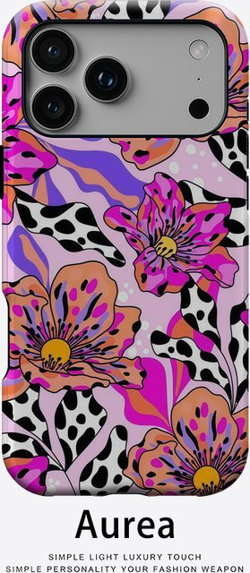 Robuste Pop-Art Handyhülle mit Blumen-Leoparden-Design für iPhone 17 16 15 14 13 Pro Max Plus, magnetisch, Mehrfarbig - Bild 1