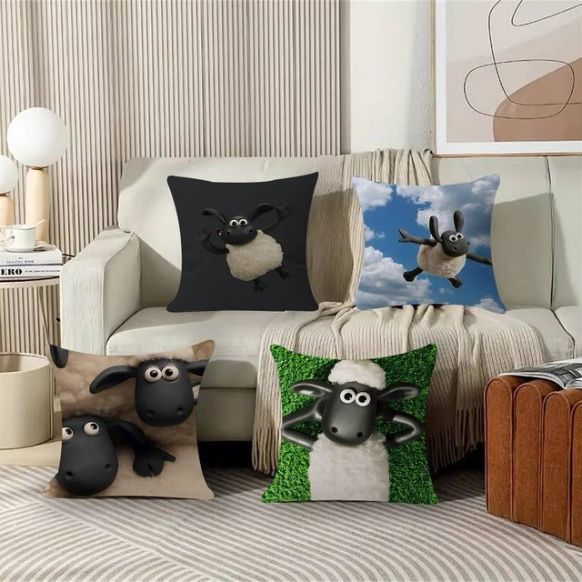 Beast Kingdom Dekokissenbezug Schaf im Farmhouse-Stil, quadratisch, Schwarz, Breite: 30,0 cm, Höhe: 30,0 cm - Bild 1