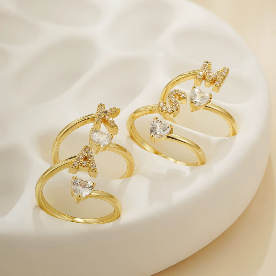 Ring, goldfarben, Zirkonia, Damen, offene Herzform - Bild 3