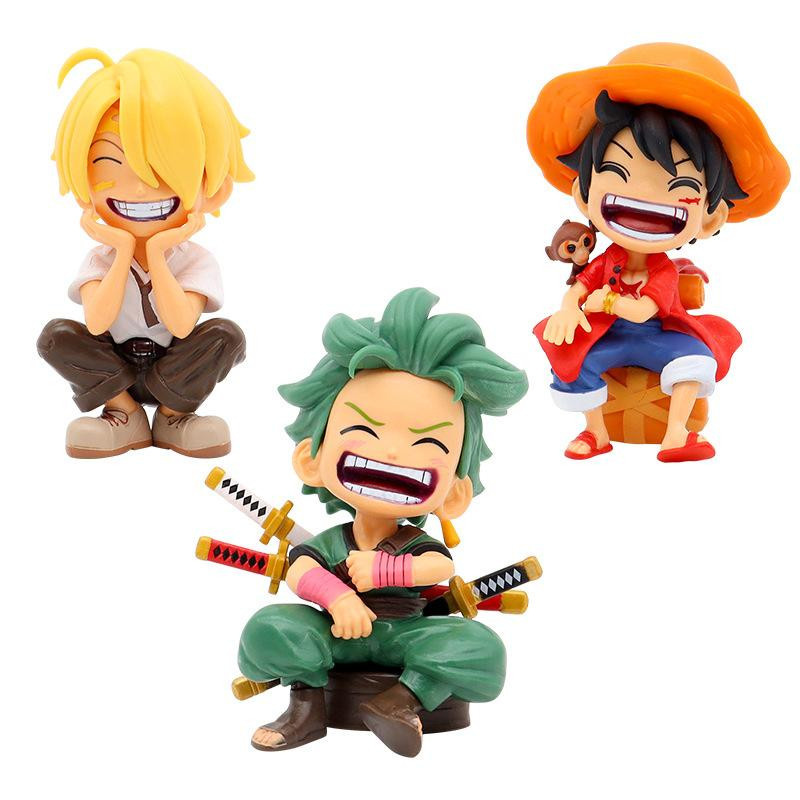 Yiran toy 1 One Piece Anime Actionfigur Statue Chibi-Stil Sitzende Luffy Zoro Sanji - Bild 3