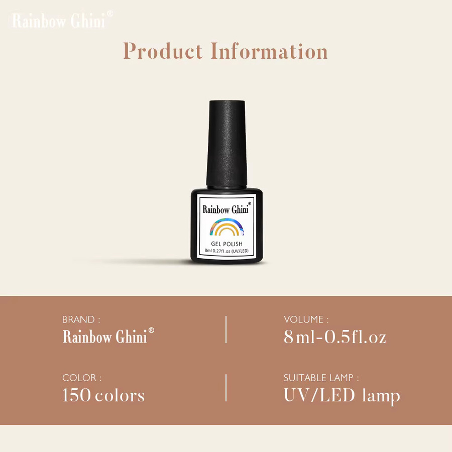 Rainbow Ghini UV-Gel-Nagellack, Glänzend, 8 ml - Bild 2