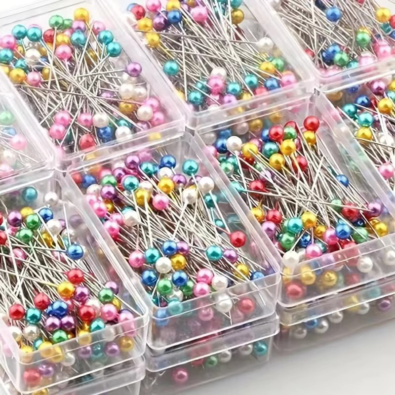 100 Stück Mode Nähnadeln mit farbigen Glas- und Keramikköpfen in Multicolour aus Metall für DIY-Projekte - Bild 2