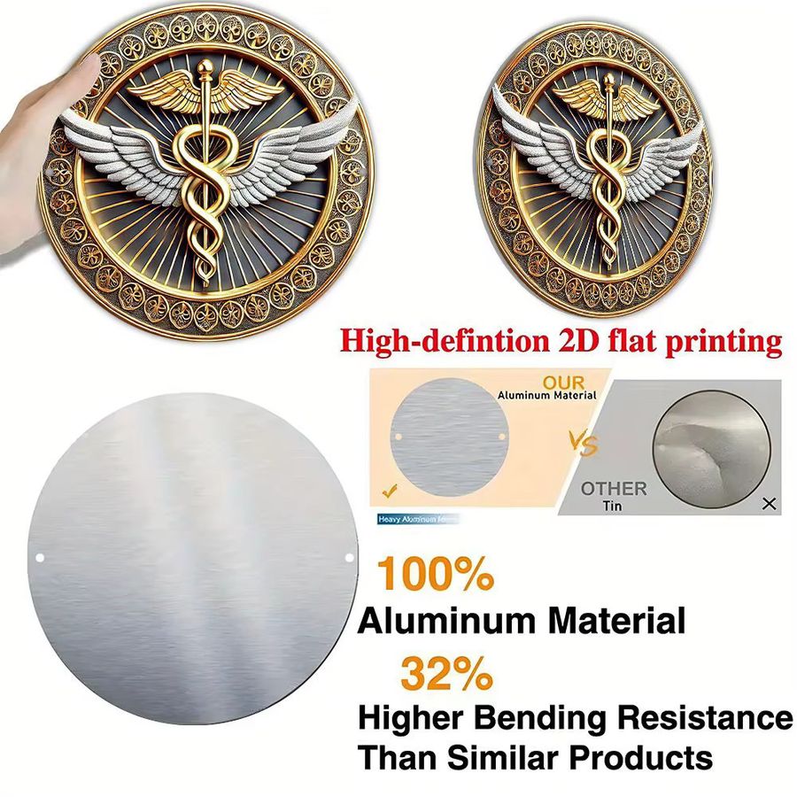 Potdemiel Aluminiumschild mit goldenem Caduceus-Emblem zur Wanddekoration - Bild 5