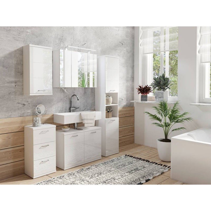 byLIVING Spiegelschrank SPREE mit LED-Beleuchtung, weiß, B/H/T: 80 x 60 x 15 cm - Bild 2