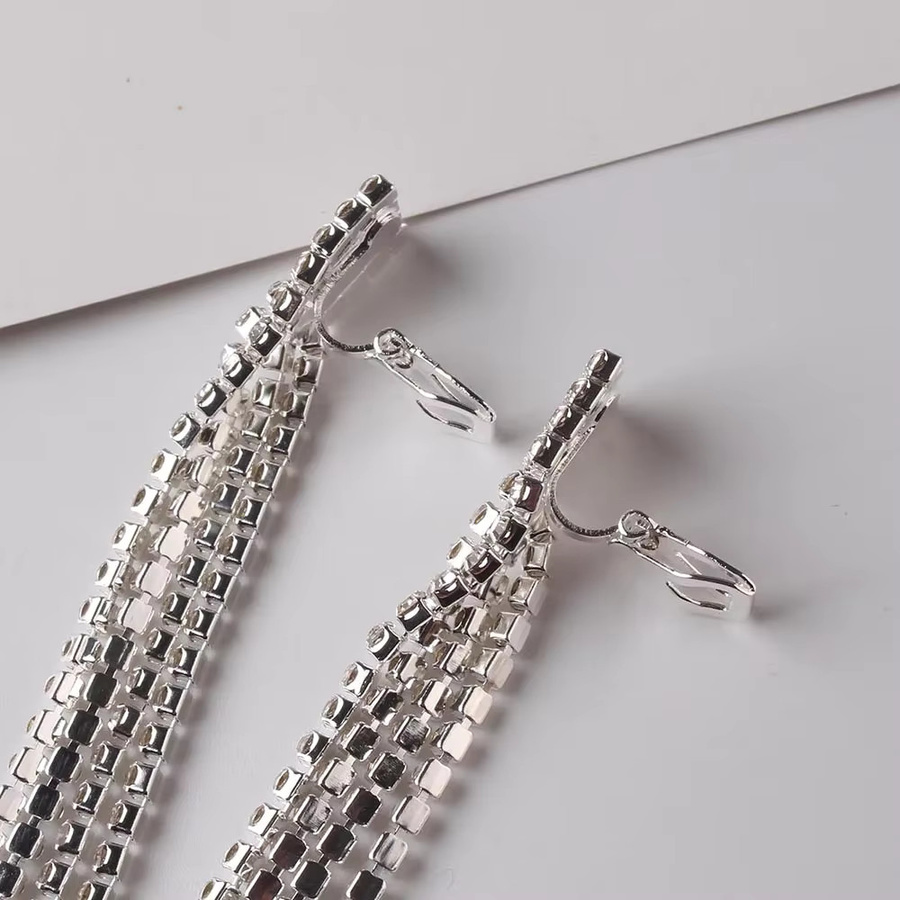 JIOFREE Ohrclips, Quasten, Strass, Kristall, Silber, Damen - Bild 4