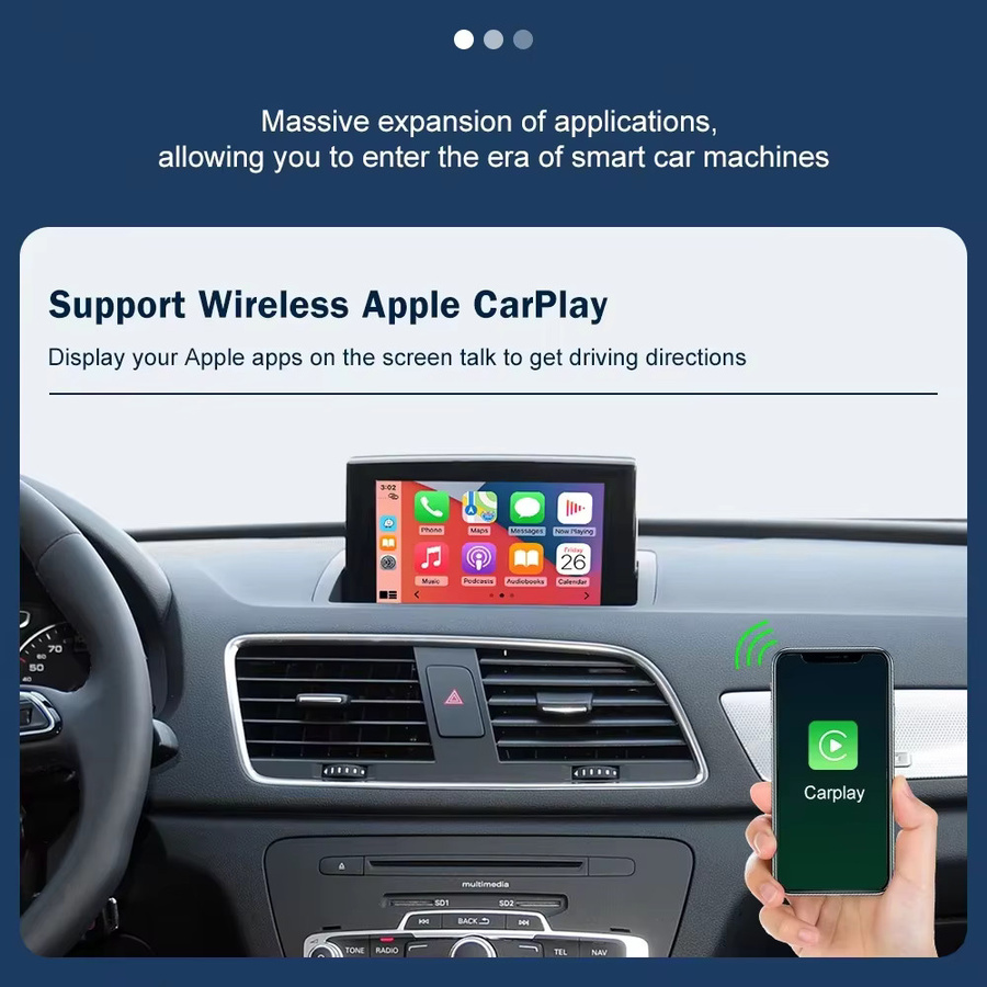 CARABC Drahtlose CarPlay und Android Auto Adapter für Audi A1 Q3 2012-2018 MMI 2G/3G HN + RMC mit AirPlay und Mirror Link Funktion in Schwarz - Bild 2