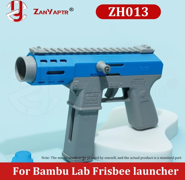 ZANYAPTR DIY Frisbee Launcher ZH013 TEC-9 Disc Shooter für Bambu Lab 3D-Drucker in Blau - Bild 1
