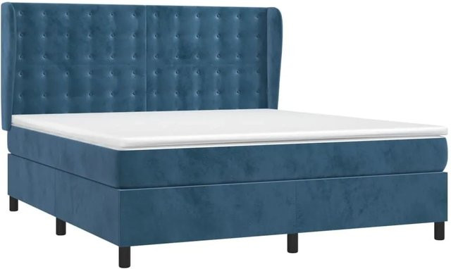 vidaXL Boxspringbett mit Matratze Dunkelblau Samt B/T/H: 160 x 200 x 163 cm - Bild 1