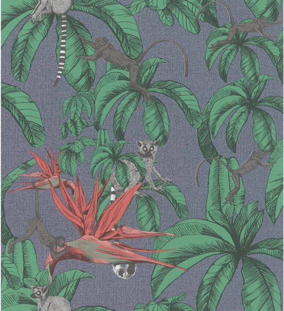 Marburg Vliestapete Natural Vibes mit botanischem Dschungel-Motiv in Blau und Grün - Bild 1