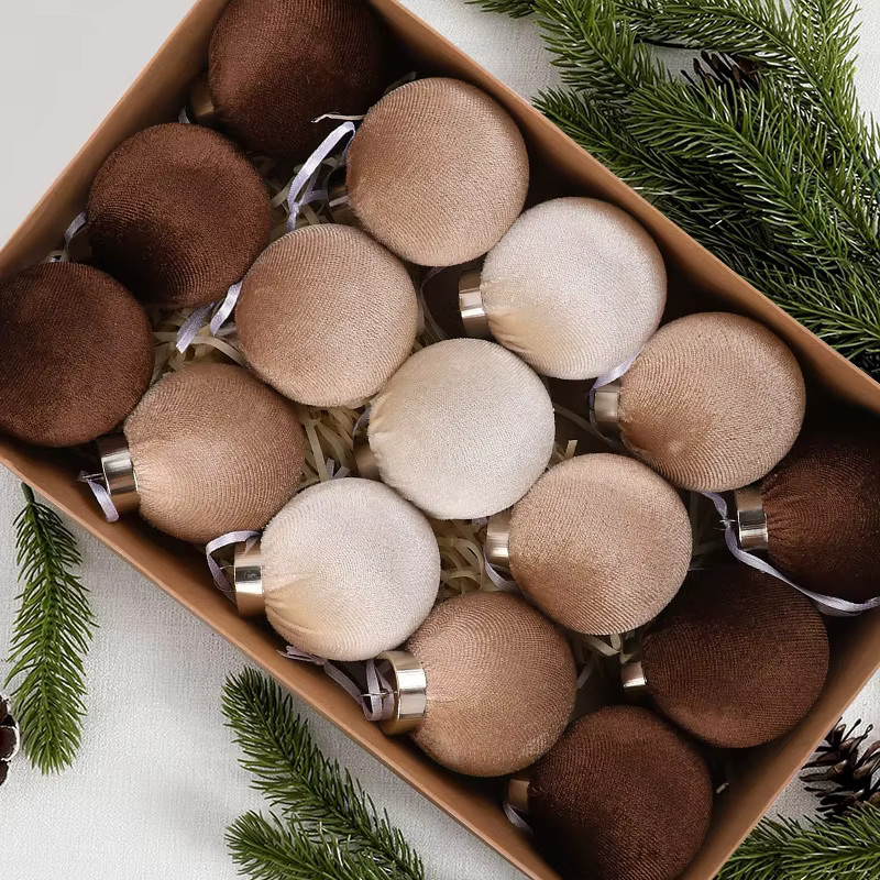 15 Stück ZQNYCY Vintage Samt Weihnachtskugeln mit Hängeschlaufen, Durchmesser: 6 cm - Bild 3