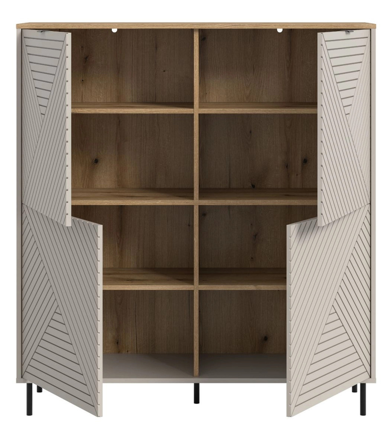 Highboard Bente in Kaschmir und Eiche, B/H: 124 x 135 cm - Bild 4