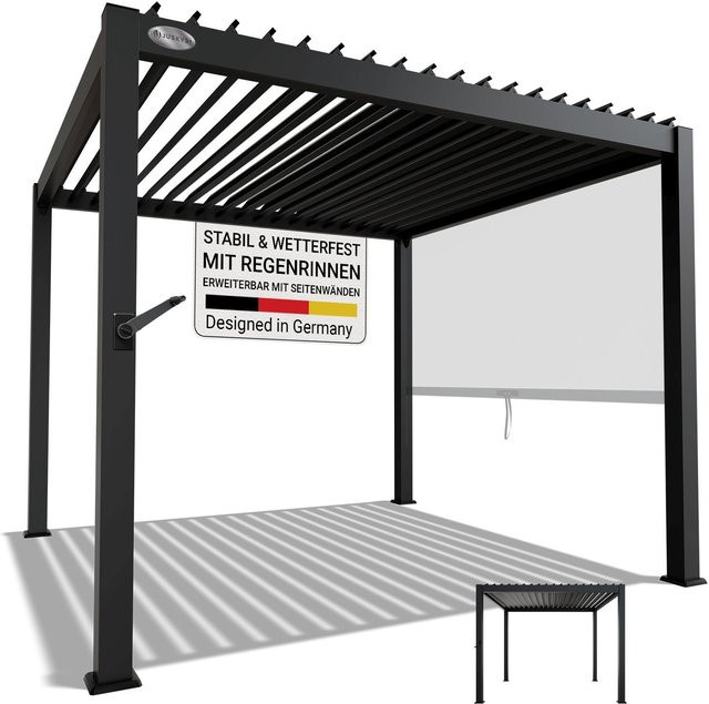 Juskys Pergola Tahiti Lamellendach aus Stahl in Anthrazit, B/T: 300 x 300 cm - Bild 5