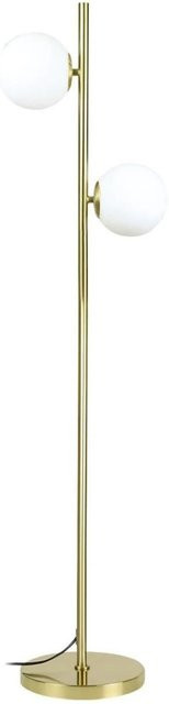 NETTLIFE Moderne Stehlampe in Gold/Messing mit weißem Glasschirm, E27-Fassung und Fußschalter, Höhe: 166 cm - Bild 1