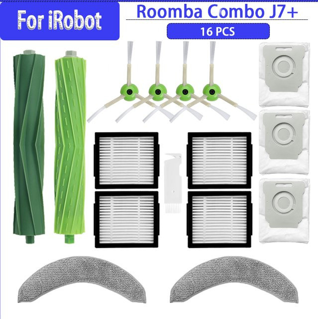 iRobot Roomba Combo J7+ Ersatzteil-Set mit Rollenbürste, Seitenbürste, Filter, Wischtuch und Staubbeutel aus Kunststoff - Bild 1