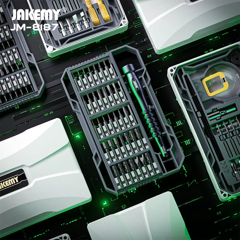 JAKEMY JM-8187 Präzisions-Magnetschraubendreher-Set mit Aluminiumlegierung-Griff und CR-V-Bits für Mobiltelefone, Tablets und Brillen - Bild 3