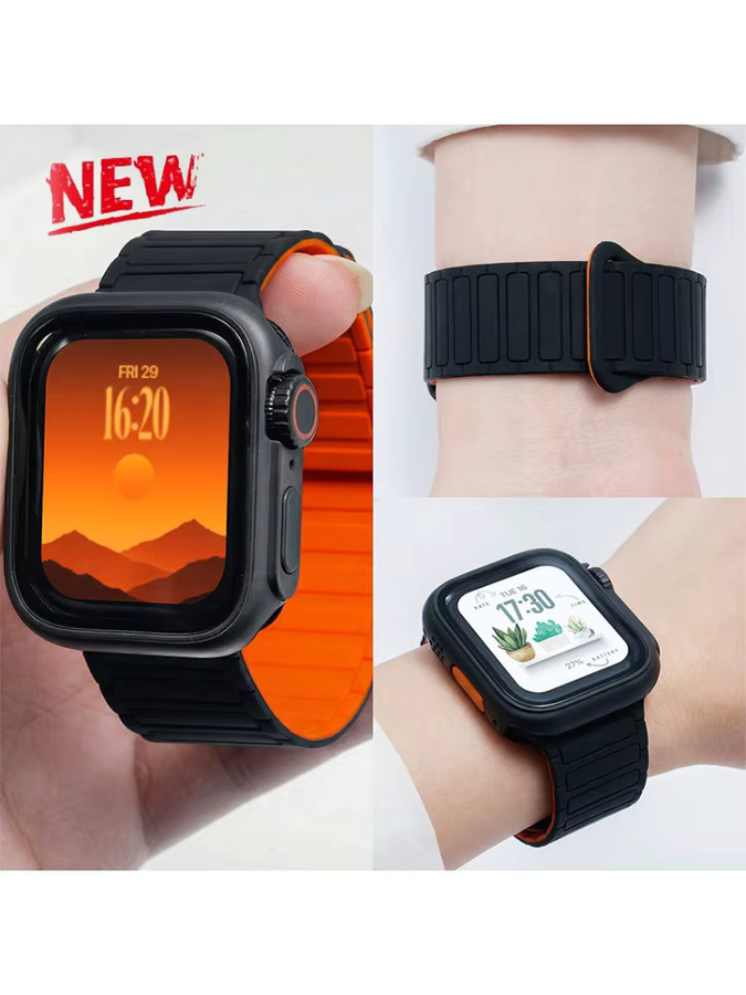 OAKCHARM Magnetarmband mit vollständiger Abdeckung für Apple Watch Serie 11 10 9 8 7 6 SE in Schwarz - Bild 4