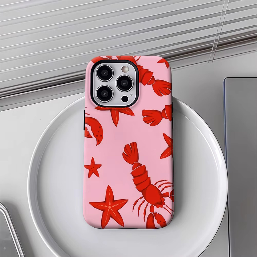 Potdemiel Handyhülle mit Hummer- und Seestern-Design, doppelschichtige Rückabdeckung für iPhone 17, 16, 15, 14 und 13 Pro Max Plus - Bild 4
