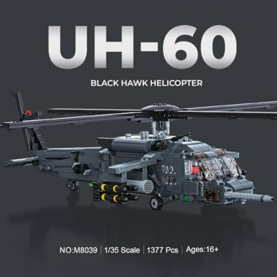 Linyi toy Uh-60 Falke Hubschrauber Armee 1:35 Schwarz Set - Bild 2