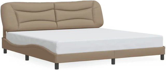 vidaXL Bettgestell Hvar ohne Matratze in Cappuccino-Braun mit Kunstleder-Polsterung B/T/H: 200 x 200 x 218 cm - Bild 1