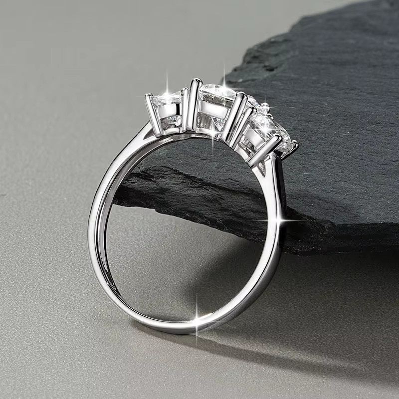 OXTAO Verlobungsring, Moissanit, Gold, Unisex - Bild 2