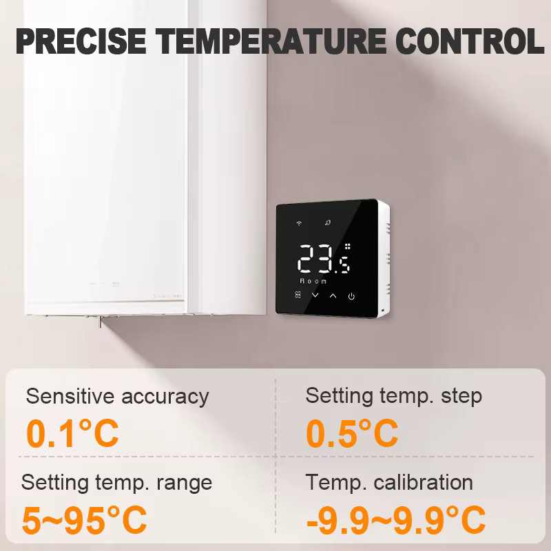 EZAIOT WLAN Smart Thermostat für Gasheizkessel, Tuya WiFi Temperaturregler in Schwarz mit App-Steuerung und Smart Home Integration für Alexa und Google Home - Bild 4