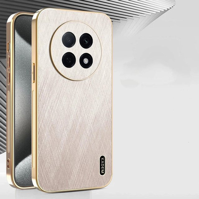 Goldene Handyhülle mit Seidenleder-Textur und galvanisierter Oberfläche für Oppo und Realme Modelle - Bild 1