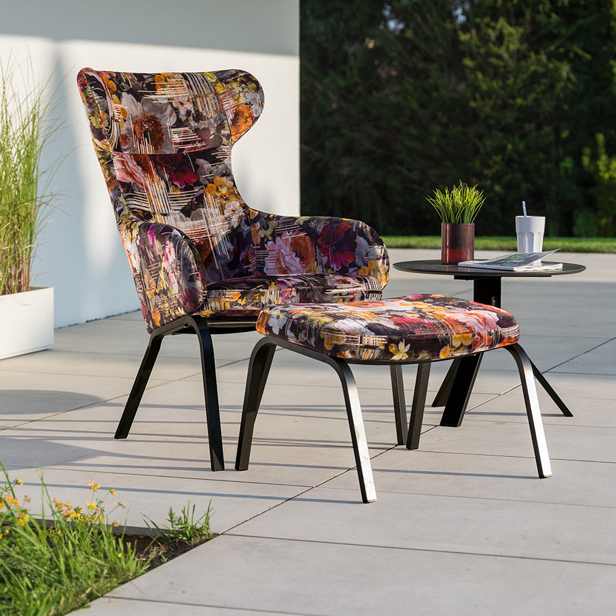 Stern Set Stan Aluminium in Schwarz Matt mit Bezug im Dessin Flower aus Polyester und Viskose - Bild 3