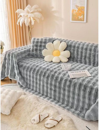 Luxus Sofabezug aus plüschigem Samt in Milchweiß, dicker Winter-Plüschbezug für dein Sofa, Breite: 180 cm, Tiefe: 130 cm