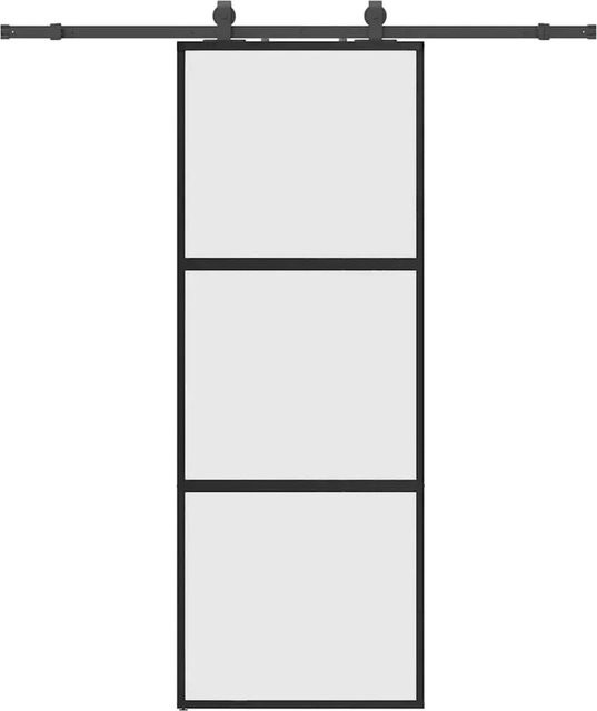 vidaXL Schiebetür aus Hartglas in Schwarz mit Beschlag, B: 76 cm, H: 205 cm - Bild 1