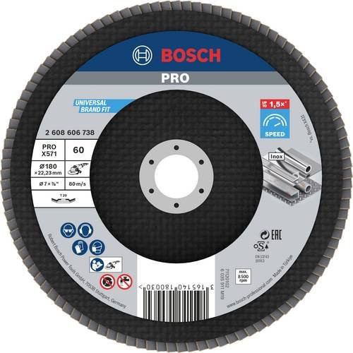 Bosch Fächerschleifscheibe X571 für Metall, Durchmesser: 180 mm, Bohrungs-Ø: 22,23 mm - Bild 1