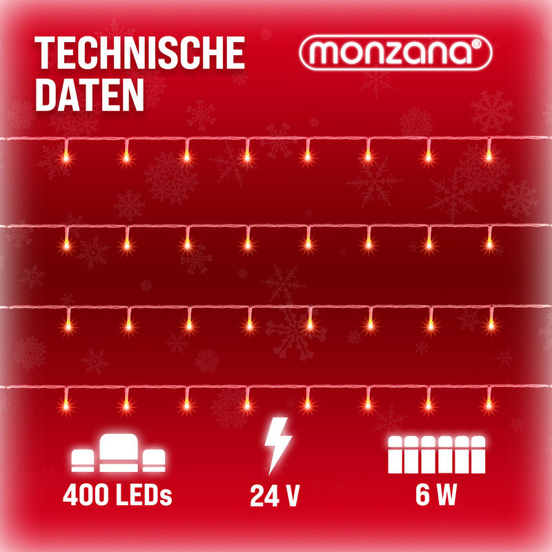 Monzana LED Weihnachts-Lichterkette Warmweiß mit 40 m Länge und transparentem Kabel, IP44 wetterfest - Bild 4